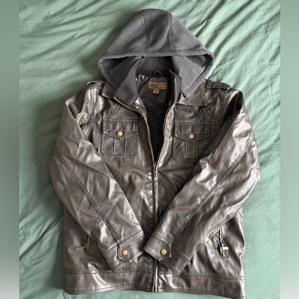 Men's Hooded Leather Jacket